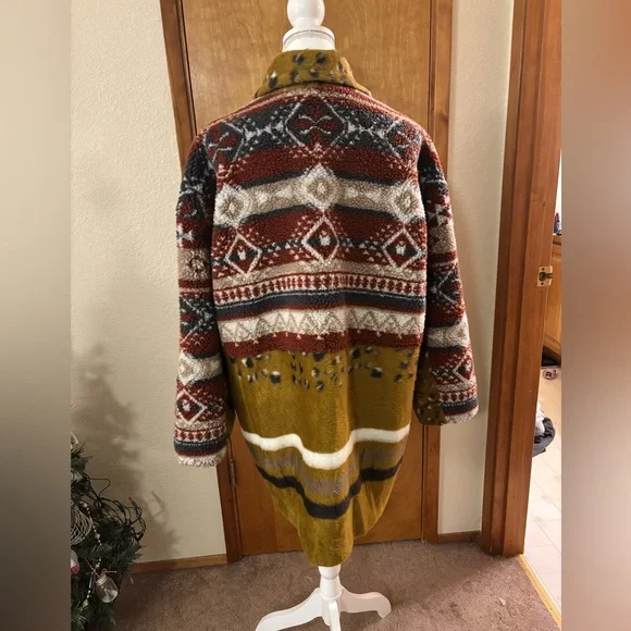 Anthropology Pilcro Aztec Leopard Print Faux Fur Jacket - Picture 5 of 14